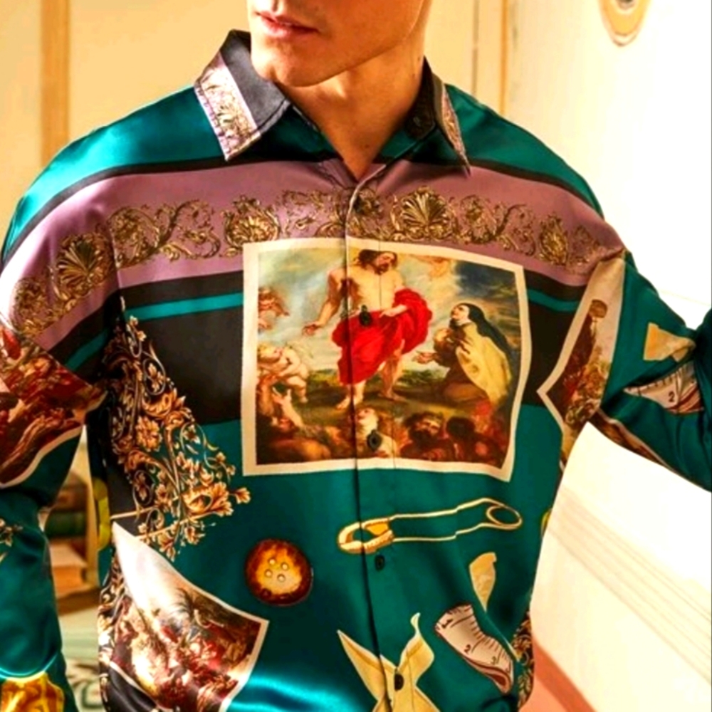 Men collar scarf shirt